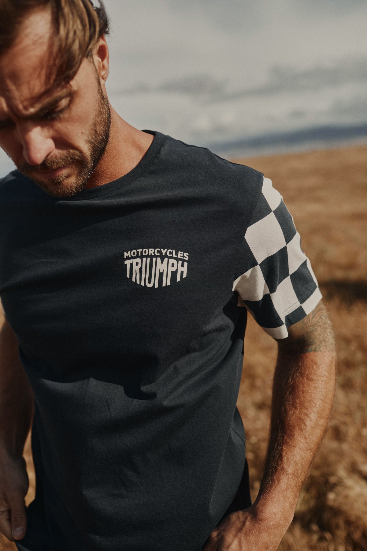 Preston Checkerboard Sleeve Tee - Black