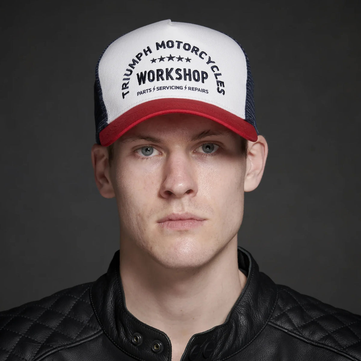 Workshop Trucker Cap - White w/ Red