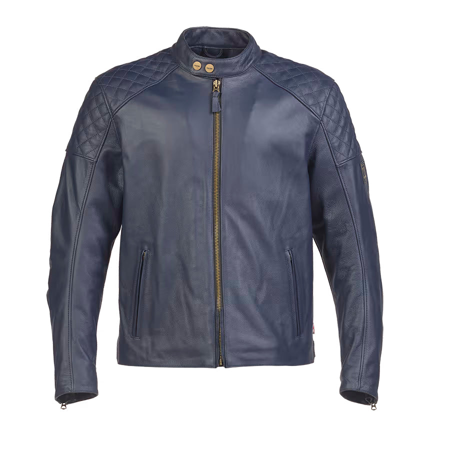 Braddan Leather Motorcycle Jacket - Blue