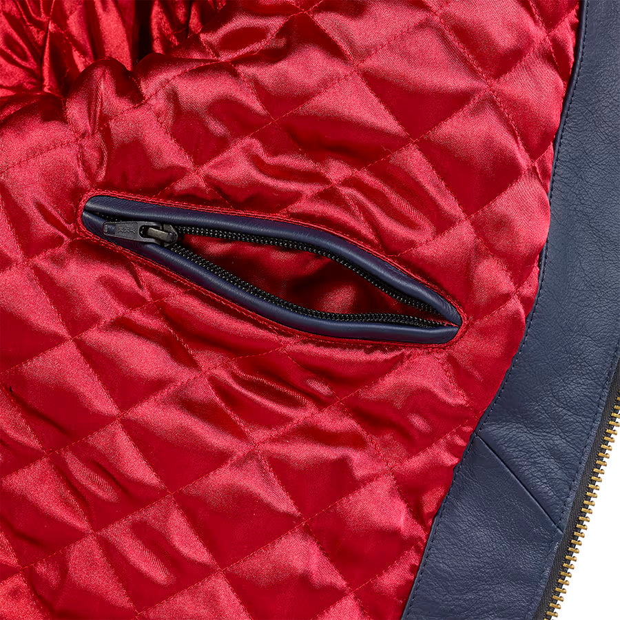 Braddan Leather Motorcycle Jacket - Blue