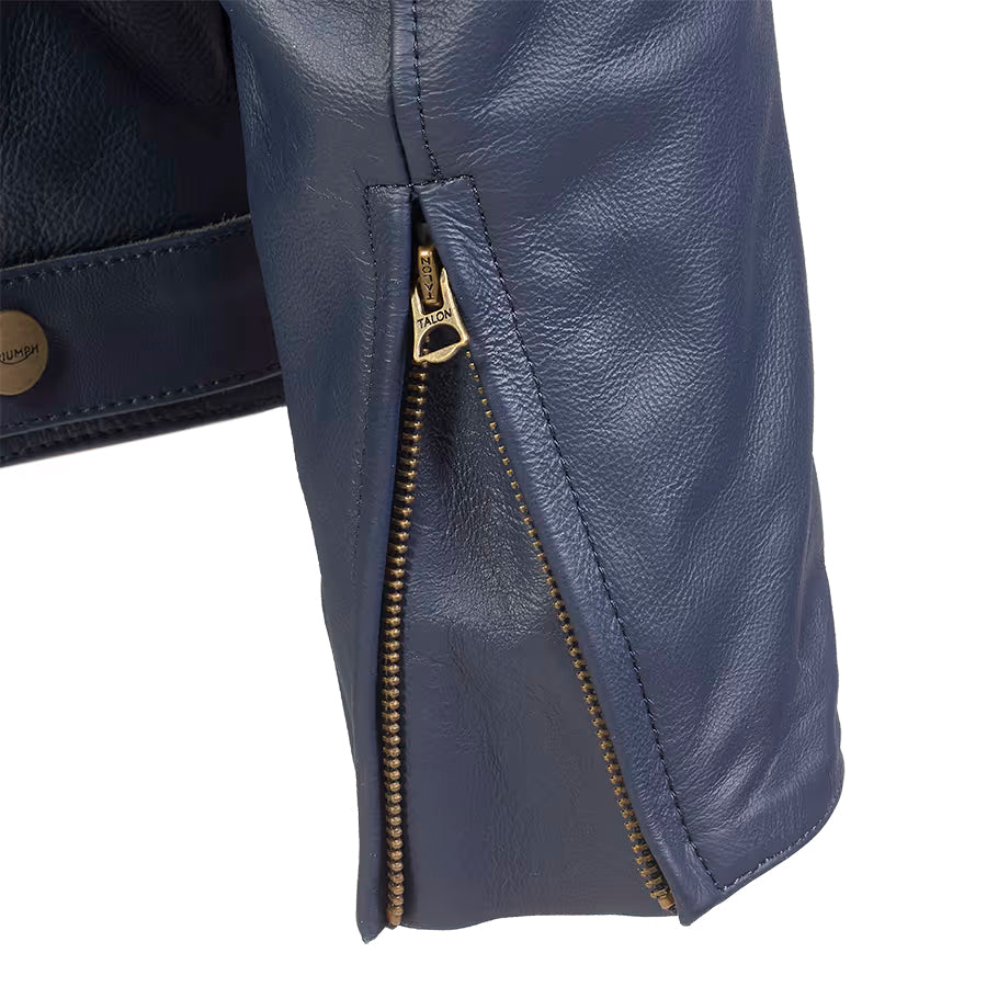 Braddan Leather Motorcycle Jacket - Blue