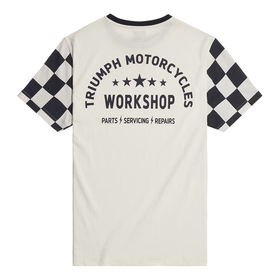 Preston Checkerboard Sleeve Tee - Bone